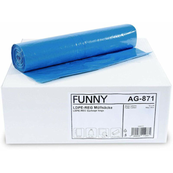 Funny Sacchetti di immondizia LDPE rigenerato, blu, laminati, 120L, tipo 60, Confezione: 1 (1 x 250 pezzi) características