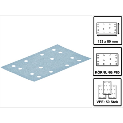 Festool Granat Foglio abrasivo STF 80x133 P 60 GR 50 ( 497118 ) - 50 pz.