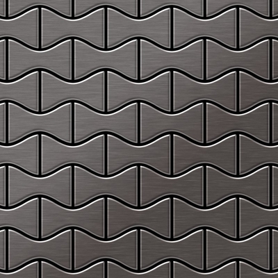 Mosaico metallo solido Titanio spazzolato Smoke grigio scuro spesso 1,6 mm ALLOY Kismet-Ti-SB disegnato da Karim Rashid