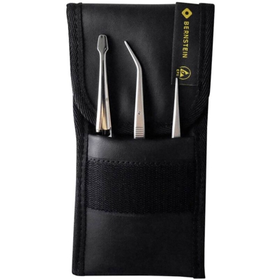 Bernstein 5-110 Kit di pinzette 3 parti Pinzette per trattenere, Acuminate, fini, Acuminate, piegate, fini