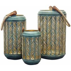 Set Di 3 Lanterne In Metallo Stile Orientale Di Design Moderno Portacandela Da Appendere , G.Ø42 X 25/M.Ø38 X 20/P.Ø27 X 15 - MILANI HOME características