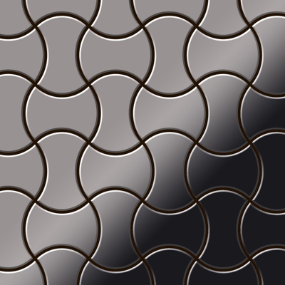 Mosaico metallo solido Titanio specchiato Smoke grigio scuro spesso 1,6 mm ALLOY Infinit-Ti-SM disegnato da Karim Rashid