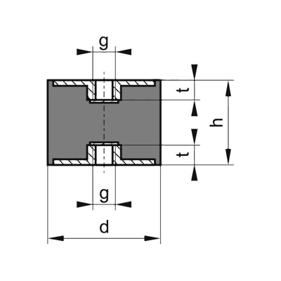 Blocco Di Gomma Silenziatore C75X55Mm M12 - NO NAME