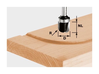 Festool Fresa per scanalature a raggio HW gambo 8 mm HW S8 R6,4 KL
