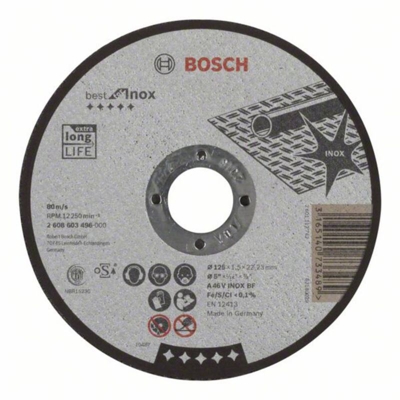 Bosch Accessories 2608603496 2608603496 Disco di taglio dritto 125 mm 22.23 mm 1 pz.