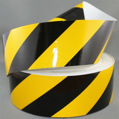 Nastro adesivo retroriflettente rifrangente di segnalazione nero-giallo Larghezza - 50mm x 3MT - STICKERSLAB