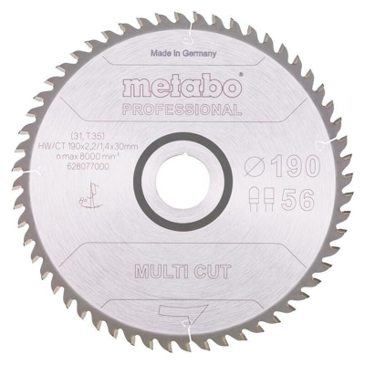 Lama per seghe circolari HW/CT 190x30, 56 DP/DT 8° - 628077000 - Metabo