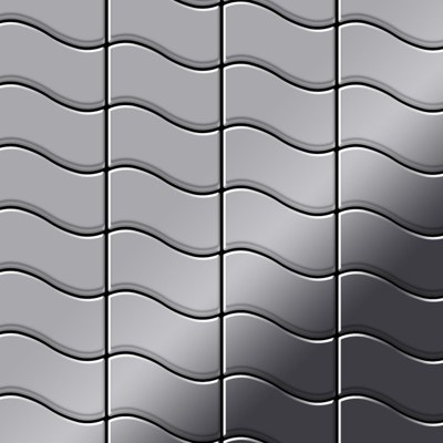 Mosaico metallo solido Acciaio inossidabile Marine specchiato grigio spesso 1,6 mm ALLOY Flux-S-S-MM disegnato da Karim Rashid