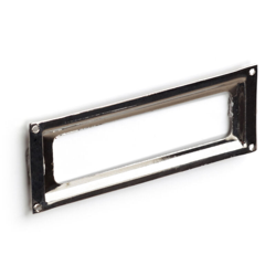 REI - Maniglia porta etichette, Ottone, Cromato Lucido, 79mm interasse. Marchio precio