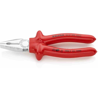 KNIPEX Pinza combinata, 200mm, bordo sporgente, isolamento protettivo 1000V, monocomponente, testato VDE