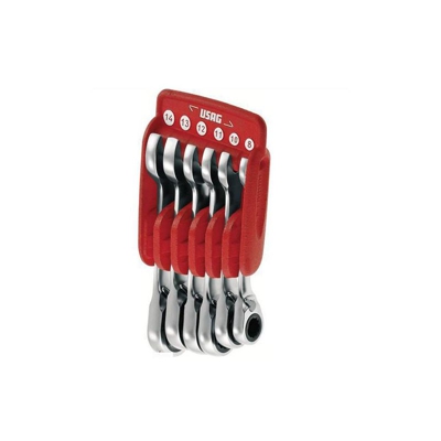 Serie 6 chiavi combinate corte a cricchetto reversibile USAG 285 KC/DS6