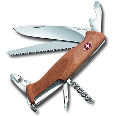 Coltellino svizzero Victorinox Ranger Wood 55 0.9561.63B1 Rosso/Nero con lama grande, 10 funzioni Include lama grande con serratura e sega per legno
