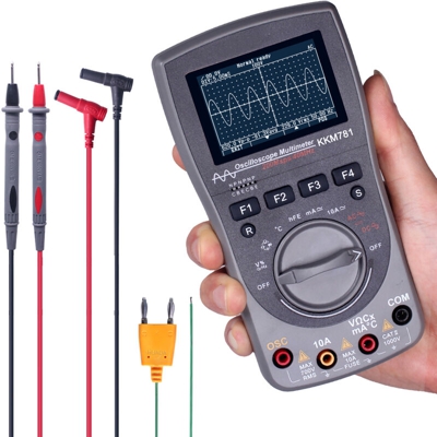 KKmoon Intelligent Digital Storage Scopemeter 2-in-1 Digital 40MHz 200Msps / S One Key Auto oscilloscopio OSC 6000 Conti vero RMS tester DMM AC / DC