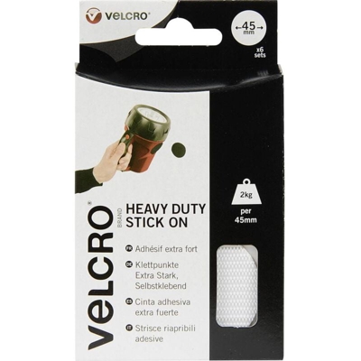 VELCRO® VEL-EC60249 Punti a strappo da incollare Lato morbido e lato rigido, extra forte (Ø) 45 mm Bianco 6 Paio/a