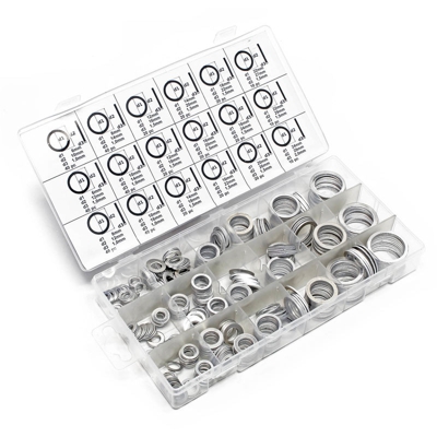 Set di 450 guarnizioni ad anello in alluminio organizzato in una scatola di plastica trasparente - WILTEC