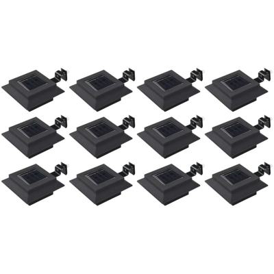 Lampade Solari da Esterni 12 pz a LED Quadrate 12 cm Nero - ASUPERMALL