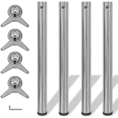 Set 4 gambe placcate in nickel per tavolo regolabili in altezza 710 mm - VIDAXL
