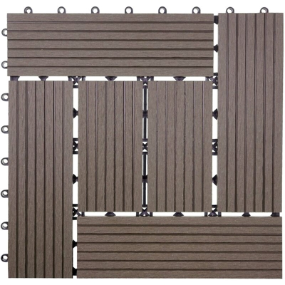 Piastrelle pavimentazione da esterno Rhone T831 WPC 30x30cm 11 pezzi 1mq marrone incrociato - MENDLER