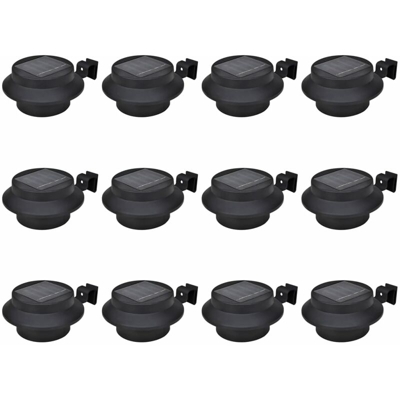 Lampade Solari per Recinzioni da Giardino 12 pz a LED Nero - ASUPERMALL