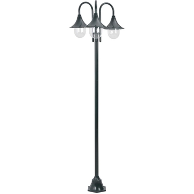 Lampione da Giardino E27 220 cm Alluminio 3 Lampade Verde Scuro - ASUPERMALL
