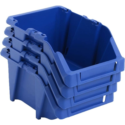 Asupermall - Contenitori Portaoggetti Impilabili 250 pz 103x165x76 mm Blu