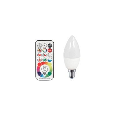 Wisdom - Lampadina Led C37 E14 3W + 3W RGBW Dimmerabile con telecomando