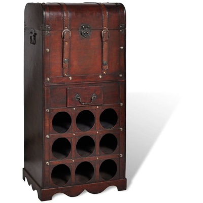 Bottigliera in Legno per 9 Bottiglie con Contenitore - ASUPERMALL