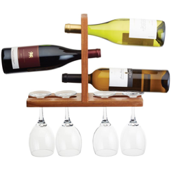 bar Craft 35 x 26.5 x 10 cm bottiglia e bicchiere da parete in legno di acacia, marrone - KITCHEN CRAFT en oferta