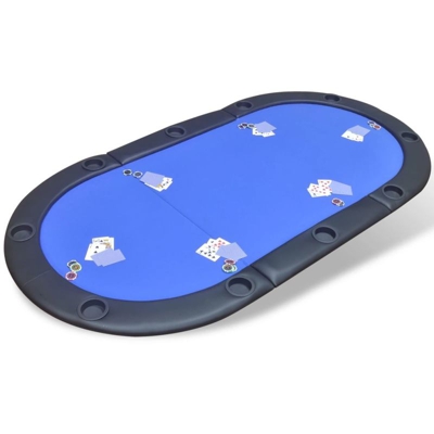 Superficie Tavolo Poker per 10 Giocatori Pieghevole Blu - ASUPERMALL