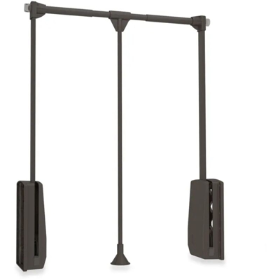 Emuca Appendiabiti saliscendi per armadio, regolabile 830-1.150 mm, Crolor moka