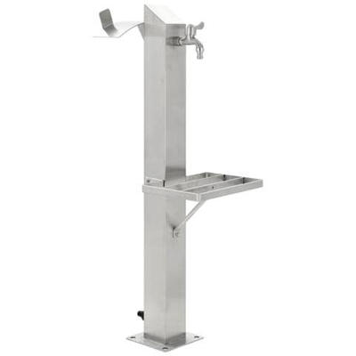 Fontanella A Colonna In Acciaio Inossidabile Quadrata 95 Cm