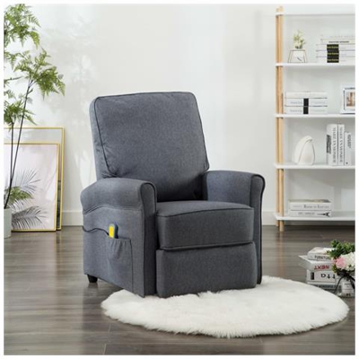 Poltrona Massaggiante Reclinabile Grigio Scuro In Tessuto