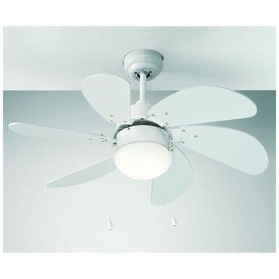 7085B Ventilatore da Soffito 6 Pale Diametro 76 cm Kit Luce Colore Bianco