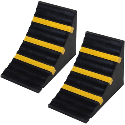 Cunei Bloccaruota Antiscivolo in Gomma per Auto, Moto e Rulotte 25x16x19cm 2 Pezzi - Homcom