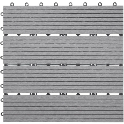 Piastrelle pavimentazione da esterno Rhone T831 WPC 30x30cm 11 pezzi 1mq grigio lineare - MENDLER