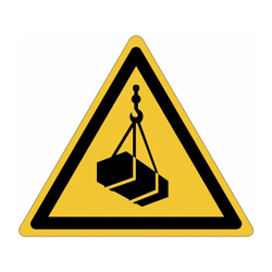 Cartelli di pericolo ISO 7010 "Carichi sospesi" W015 Misura - 100mm x 100mm, Quantità - 100 pezzi - STICKERSLAB precio