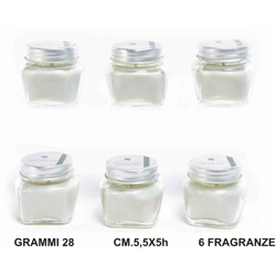 CANDELA BARATTOLO VETRO CM.5,5X5h GR.28 FRAGR. ASS. - BIGHOUSE IT características