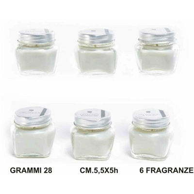 CANDELA BARATTOLO VETRO CM.5,5X5h GR.28 FRAGR. ASS. - BIGHOUSE IT