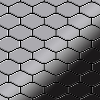 Mosaico metallo solido Acciaio inossidabile Marine specchiato grigio spesso 1,6 mm ALLOY Karma-S-S-MM disegnato da Karim Rashid