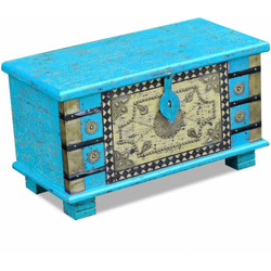 Baule Blu Legno di Mango 80x40x45 cm - ASUPERMALL precio