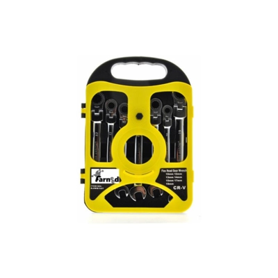 Chiavi Chiave Combinate A Cricchetto Snodate Snodo Combinata 7 Pz 8 - 19 Mm Gial