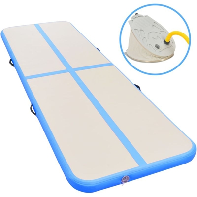 Tappetino Ginnastica Gonfiabile con Pompa 500x100x10cm PVC Blu - ASUPERMALL