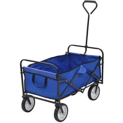 Carrello Pieghevole a Mano in Acciaio Blu - VIDAXL