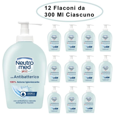 Neutromed detergente liquido mani con antibatterico naturale 12 flaconi da 300 ml ciascuno - HENKEL
