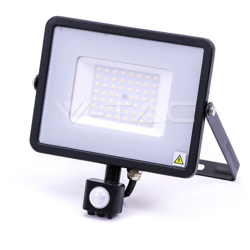 V-TAC PRO VT-50-S faro led 50W ultra slim nero con sensore PIR bianco freddo 6400K IP65 - SKU 471 precio