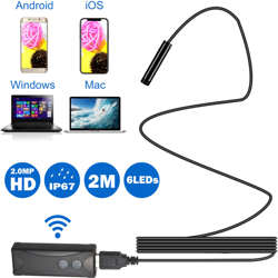 Snake ispezione fotocamera senza fili impermeabile dell'endoscopio WiFi della macchina fotografica di controllo di periscopio 7 millimetri 2.0MP HD en oferta
