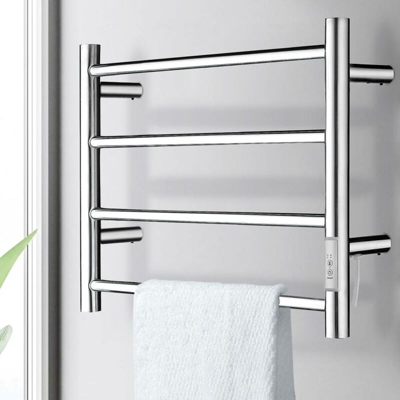 Bakaji - Scaldasalviette Termoarredo Elettrico Bagno Asciugabiancheria 4 Elementi Silver