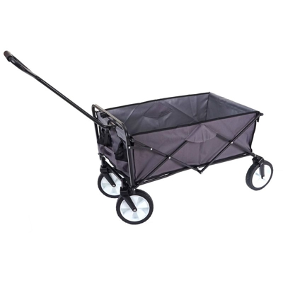 Carrello carriola pieghevole HWC-E38 acciaio tessuto senza tetto grigio - MENDLER