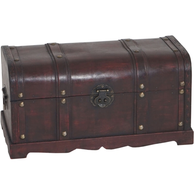 Baule forziere Valencia decorativo legno bordi arrotondati 29x57x30cm versione L - MENDLER