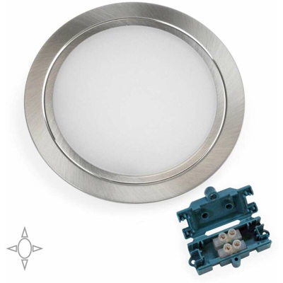 Emuca Faretto led per mobile, diametro 84 mm, a incasso, nichel satinato